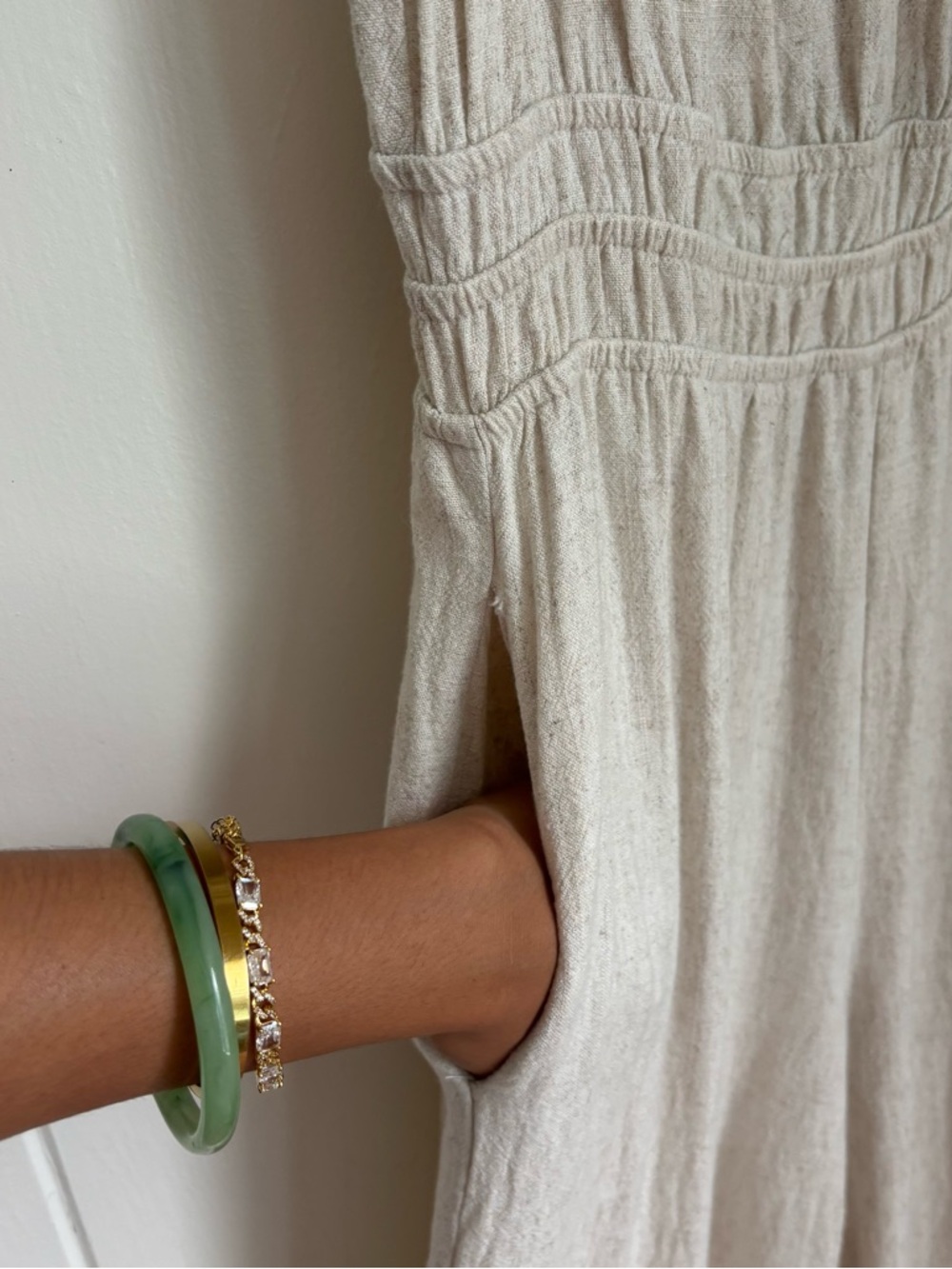 Monteau Cream Tie-Front Wide-Leg Jumpsuit - Picture 5 of 8